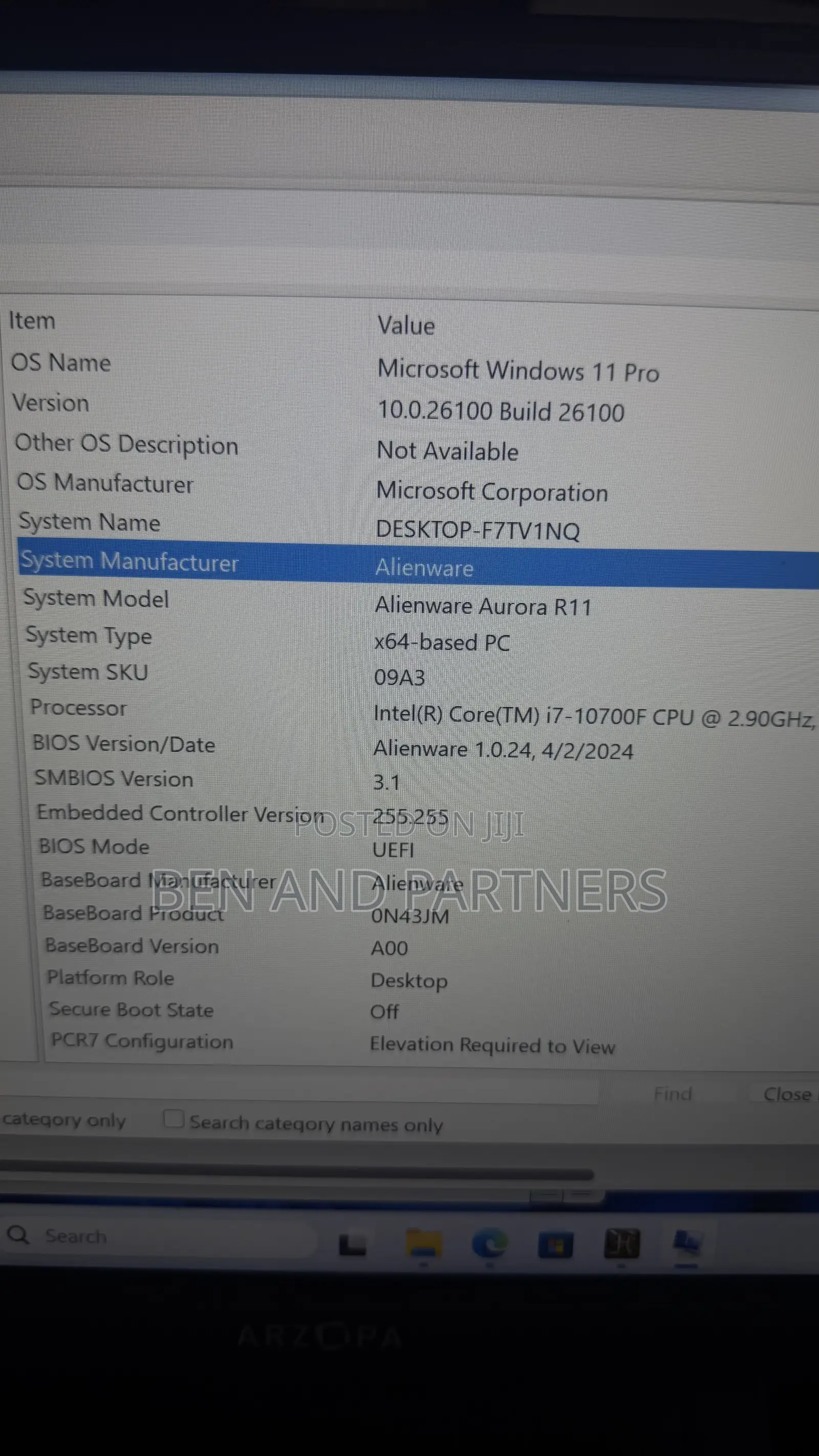 Desktop Computer Dell Aurora R11 16GB Intel Core i7 SSD 512GB