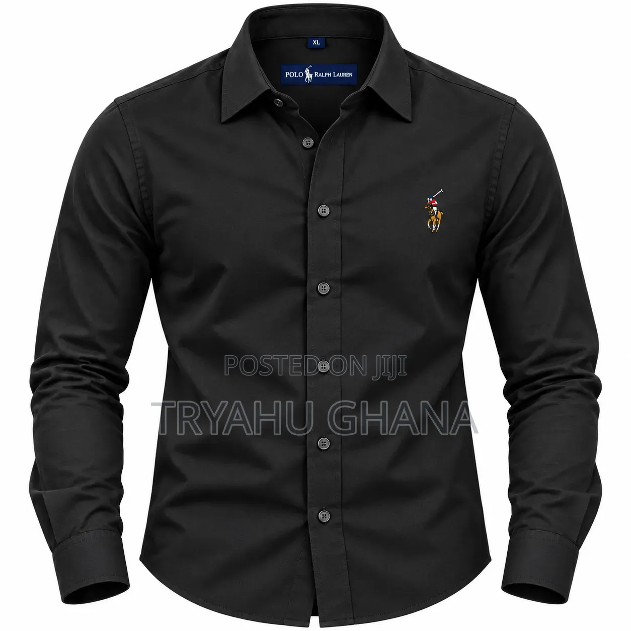 Men's All Black Polo Long Sleeve Shirts for Sale at TRYAHU
