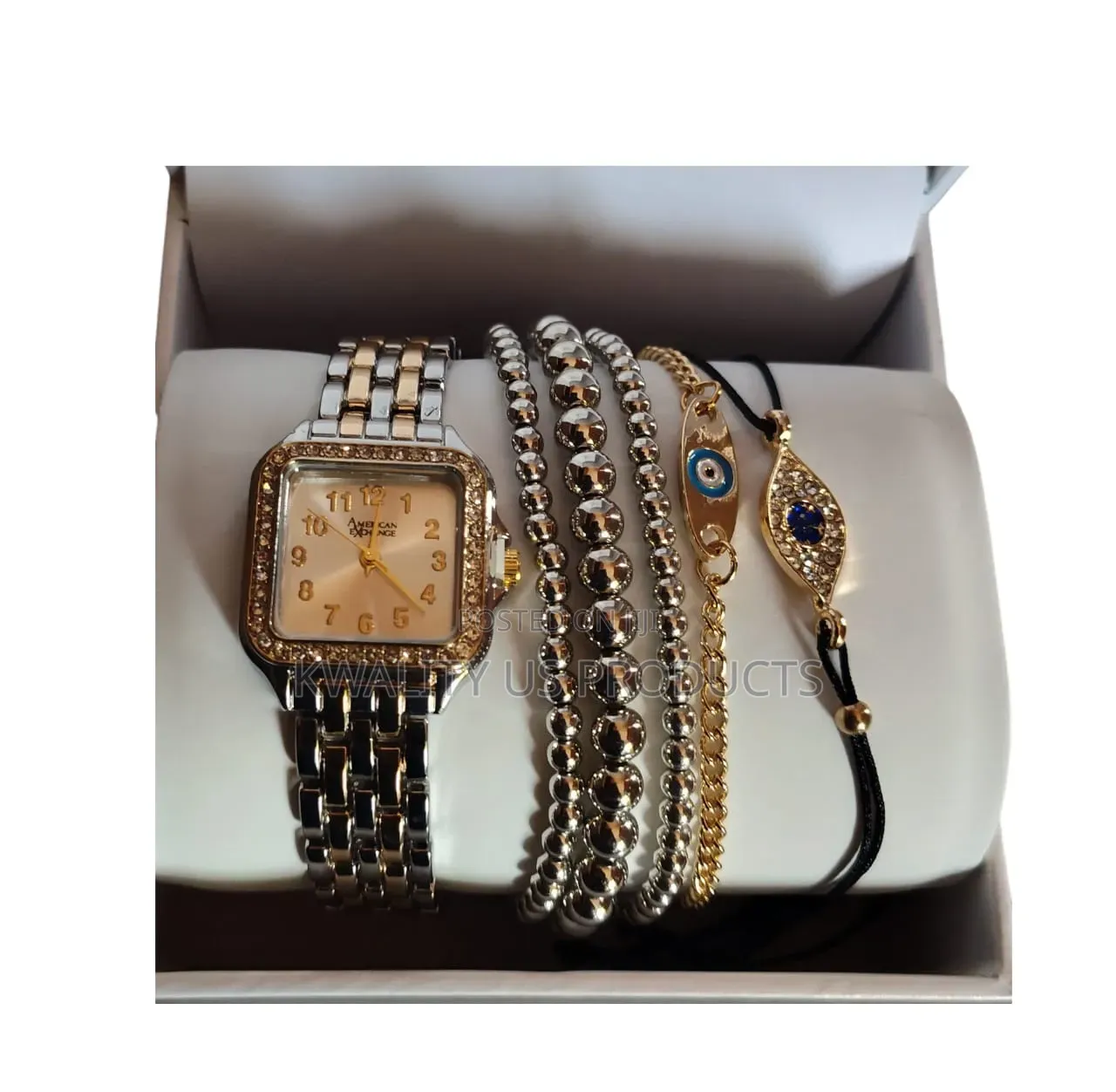 American Exchange Women's Two-Tone Wrist Watch + 5 Assorted Bracelets