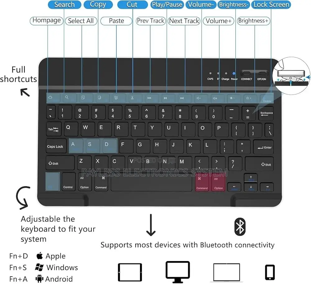 Wireless Bluetooth Keyboard With Detachable Casefor Samsung A11+Tablet