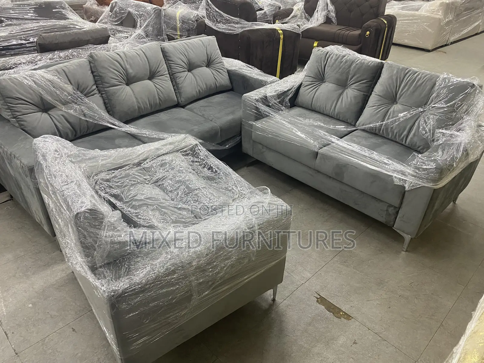 Living Room Sofa Suede Set