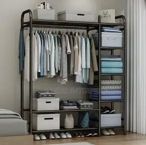Multi-Tiered Side Shelving Unit for Storage.