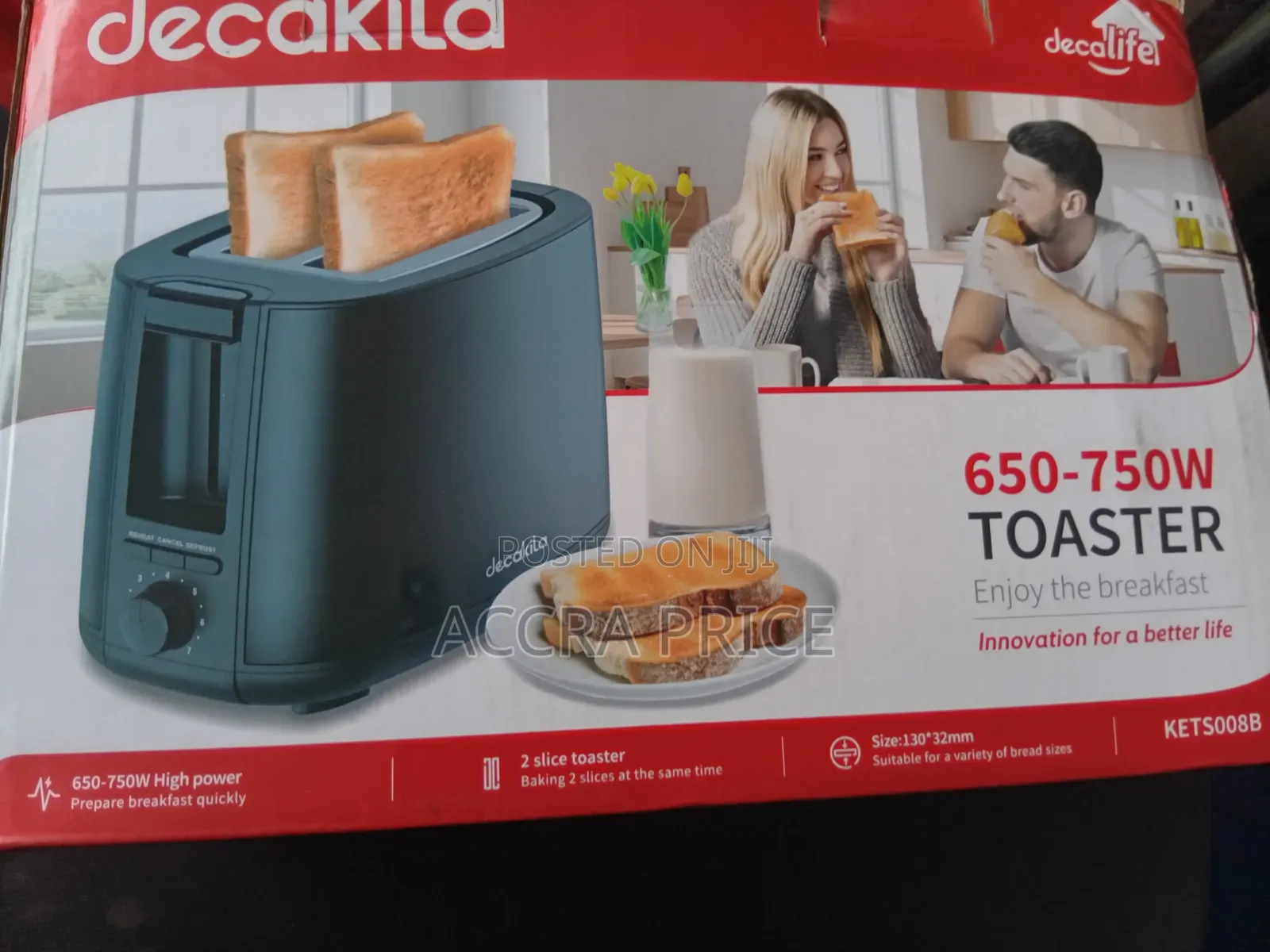Decakila Toaster 2-Slice Toaster 650-750w