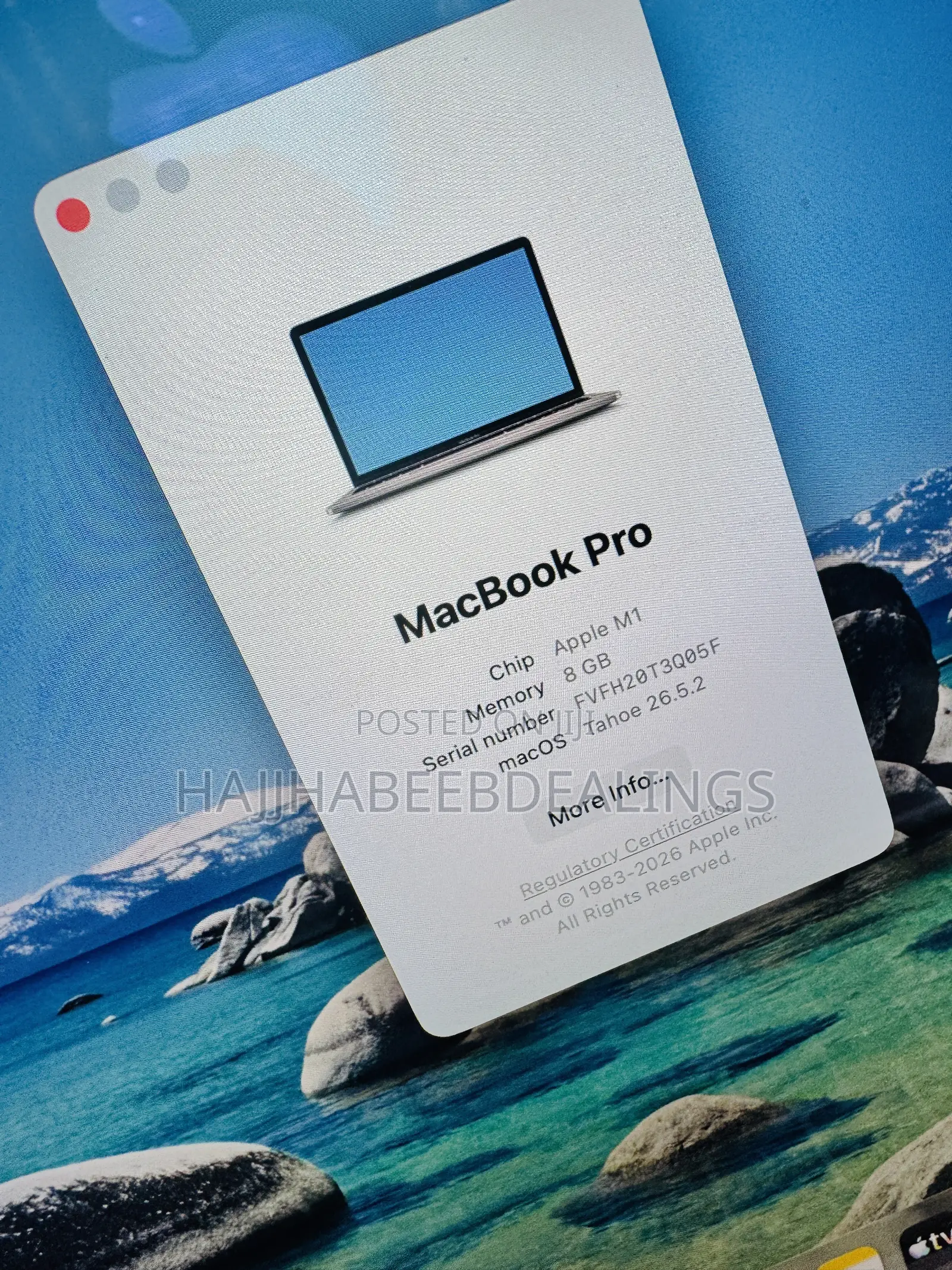 Laptop Apple MacBook Pro 2020 M1 8GB Apple M1 SSD 512GB