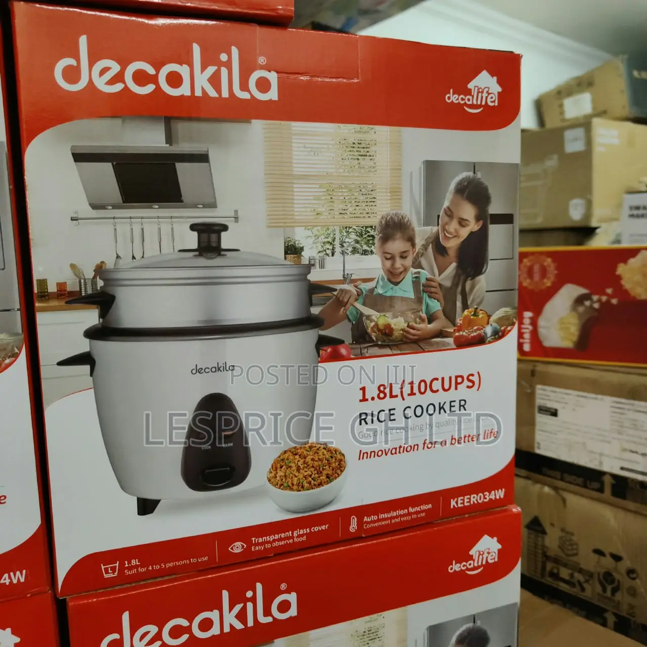 User Friendly and Effective 1.5L Decakila Rice Cooker With Glass Lid