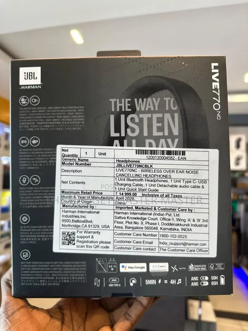 JBL Live 770NC Noise Canceling Headphones