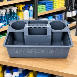 Portable Grey Plastic Cleaning Caddy Multi-Compartment Storage Basket