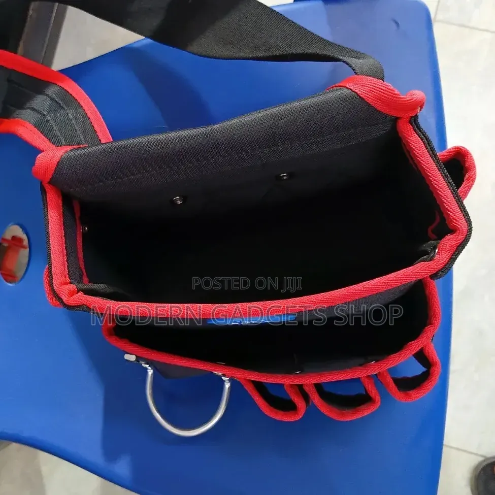 Heavy-Duty Professional Tool Bag With Multiple Pockets – Black and Red