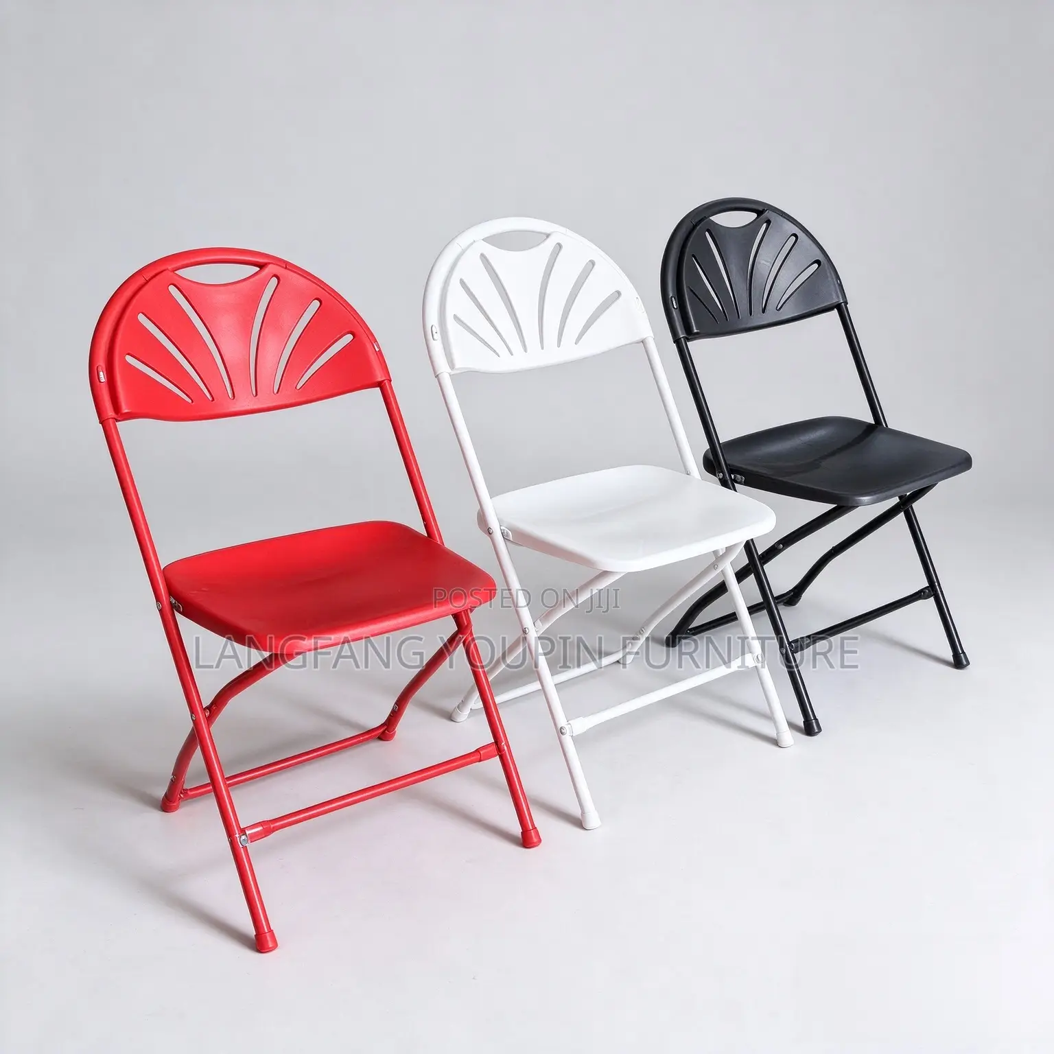 Ghana Stock Fan-Back Heavy Duty Plastic Folding Chair