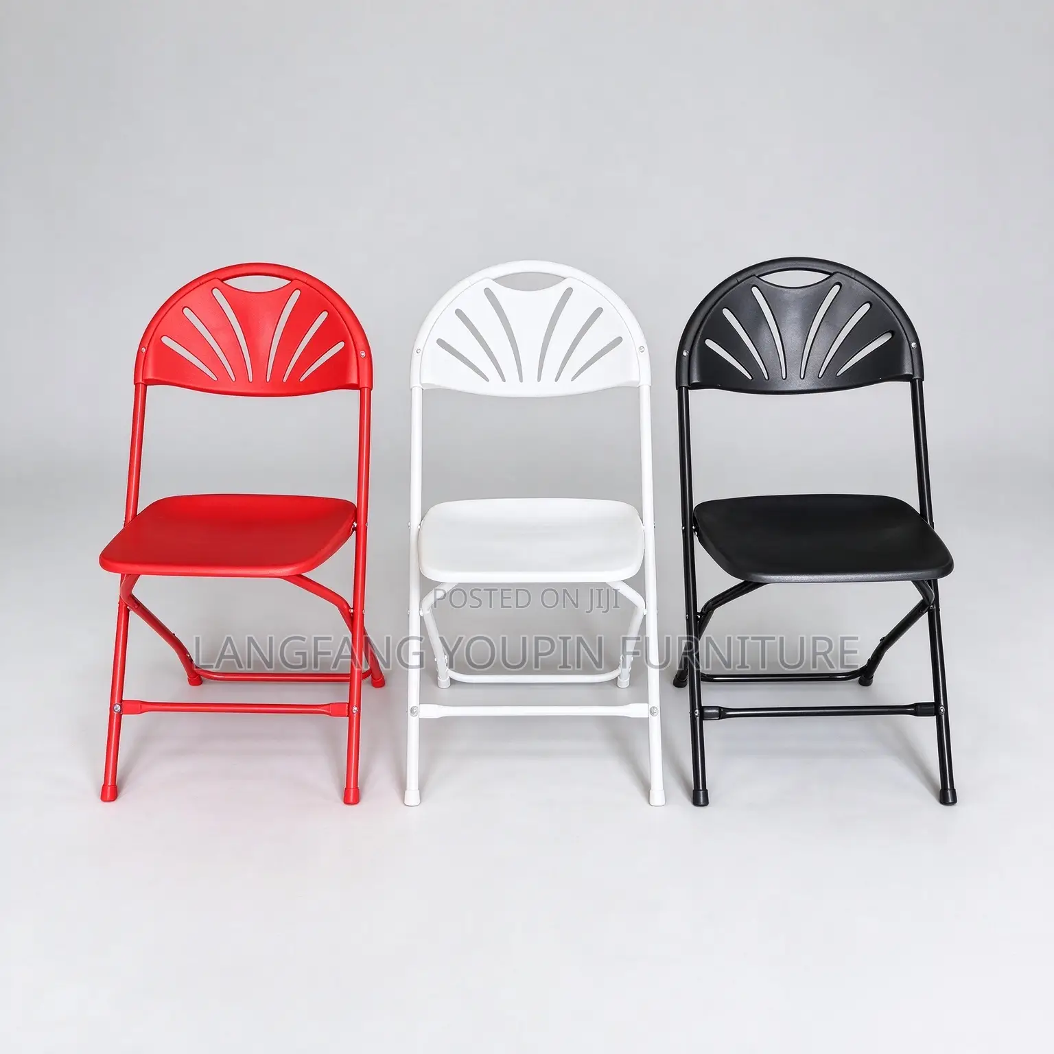 Ghana Stock Fan-Back Heavy Duty Plastic Folding Chair
