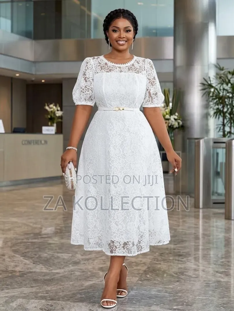 Elegantll Ladies White Dress for Weddings/ Parties/ Church