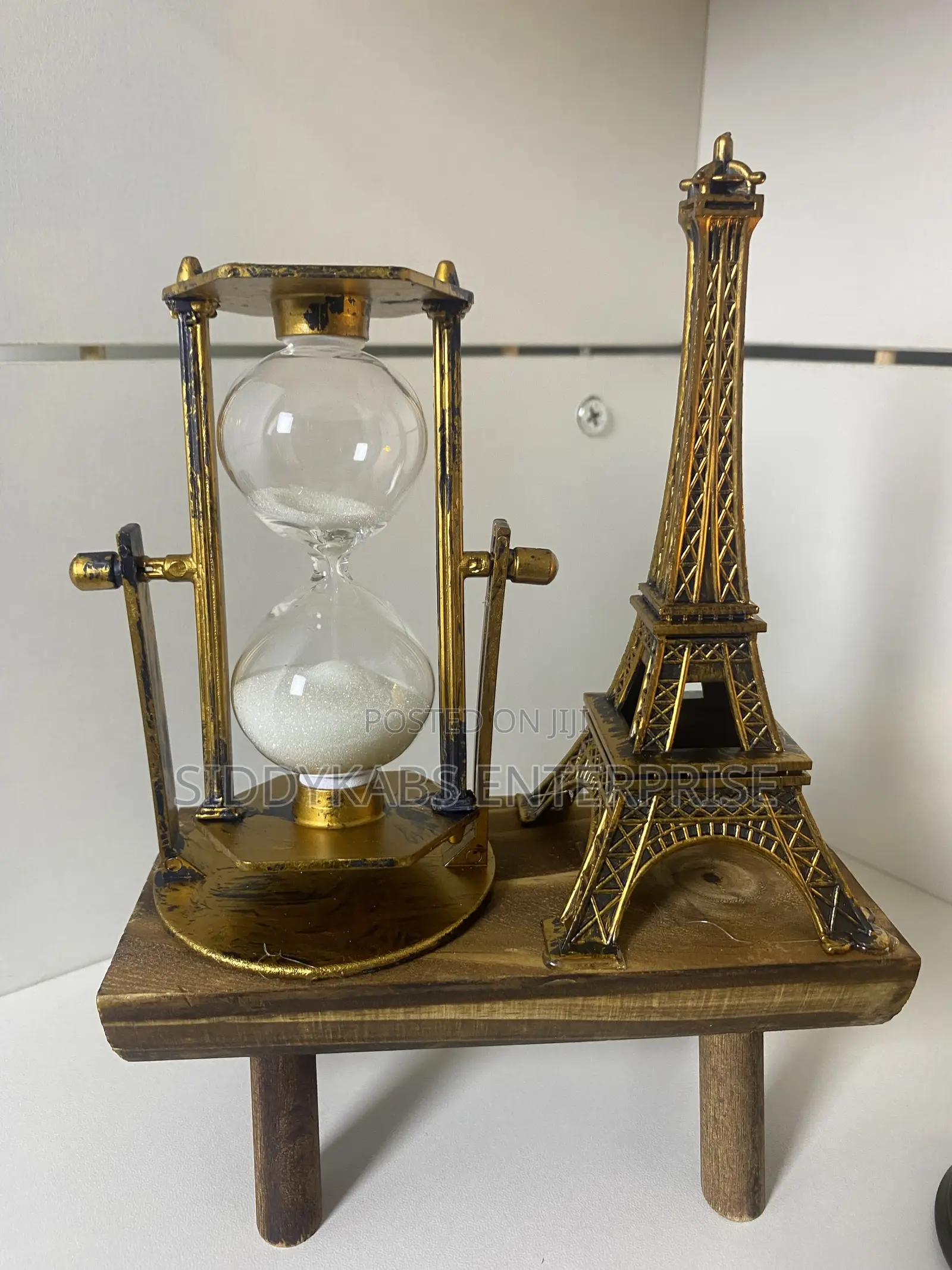 Eiffel Tower and Hourglass Desk Ornament