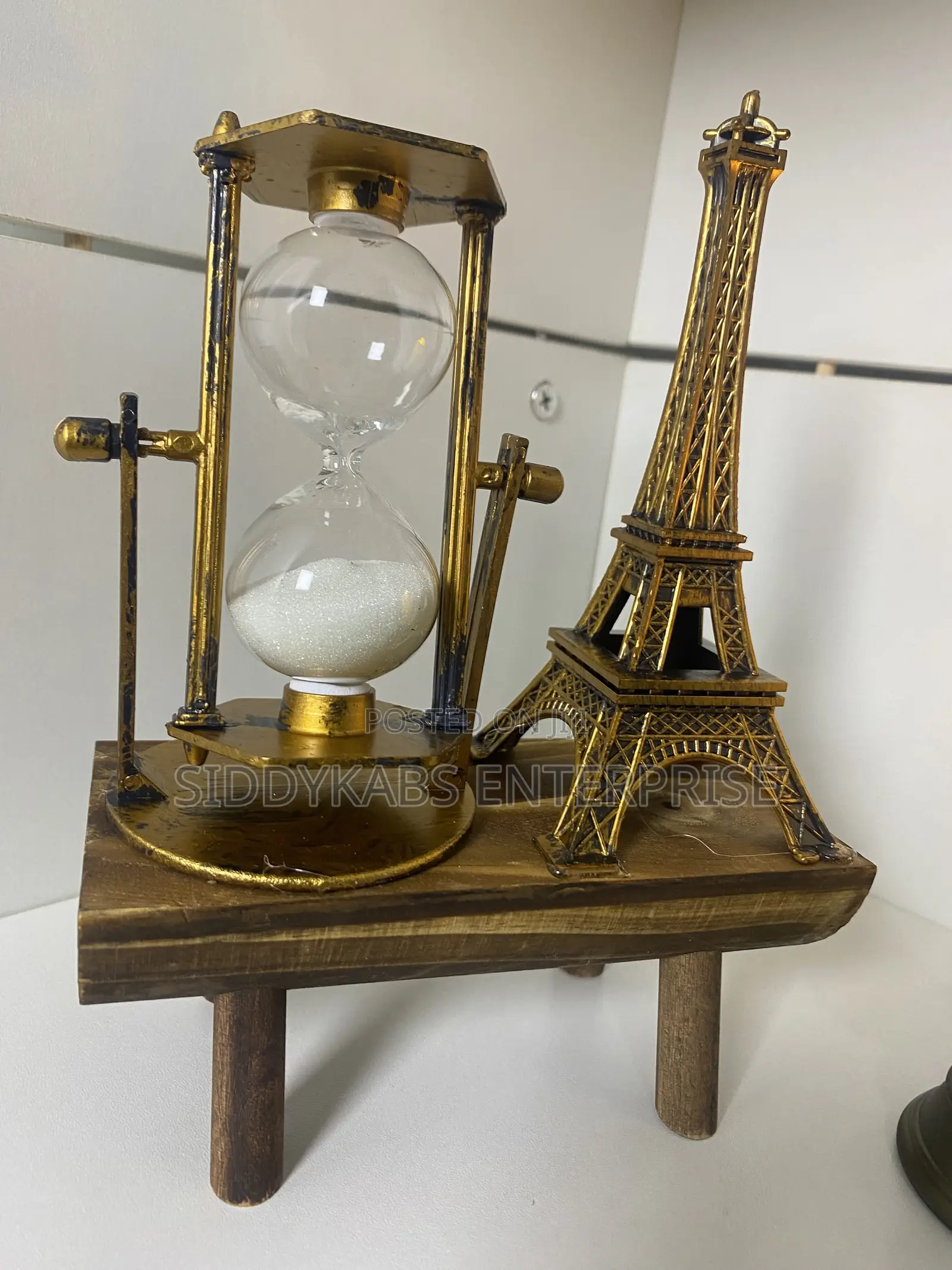 Eiffel Tower and Hourglass Desk Ornament