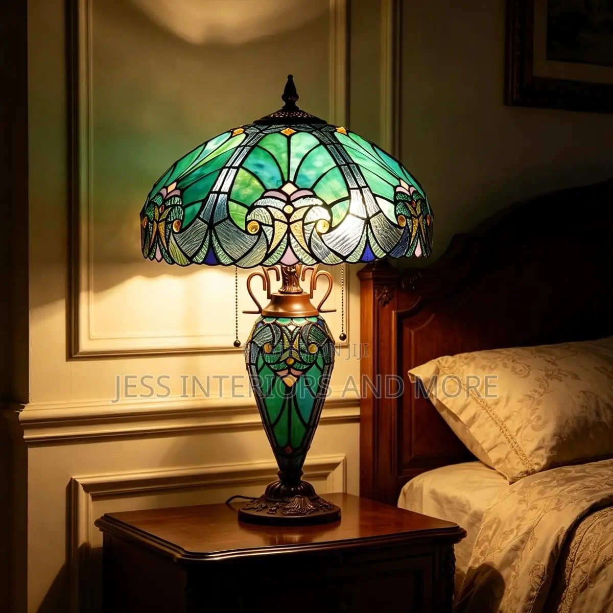 Table Lamp -Antique Tiffany Stained Glass Lamp