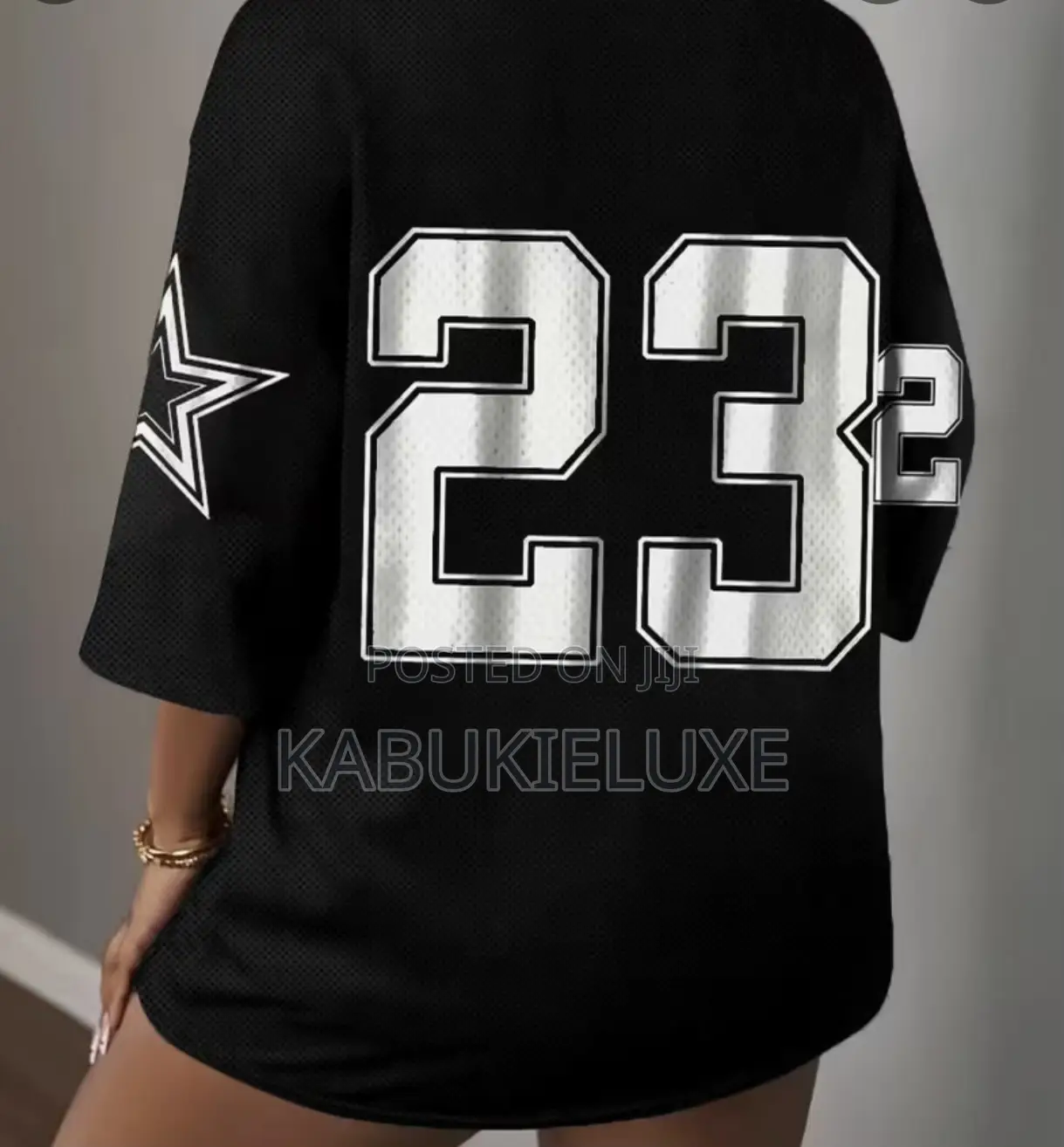 Trendy Black Oversized Jersey Top