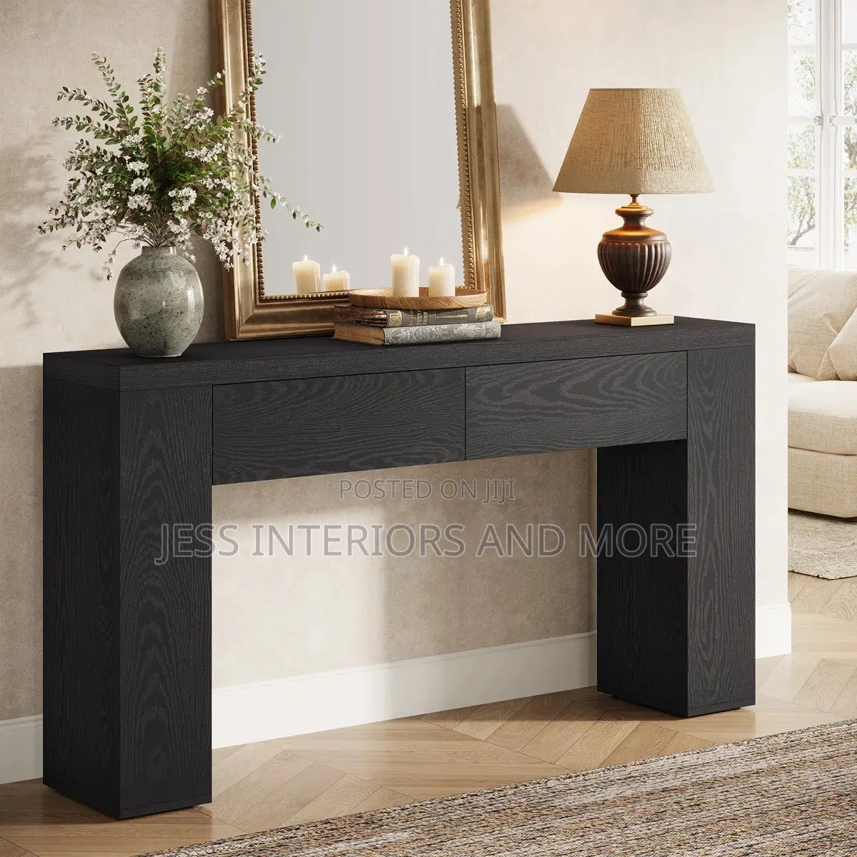 Console Table With Drawers(Black)