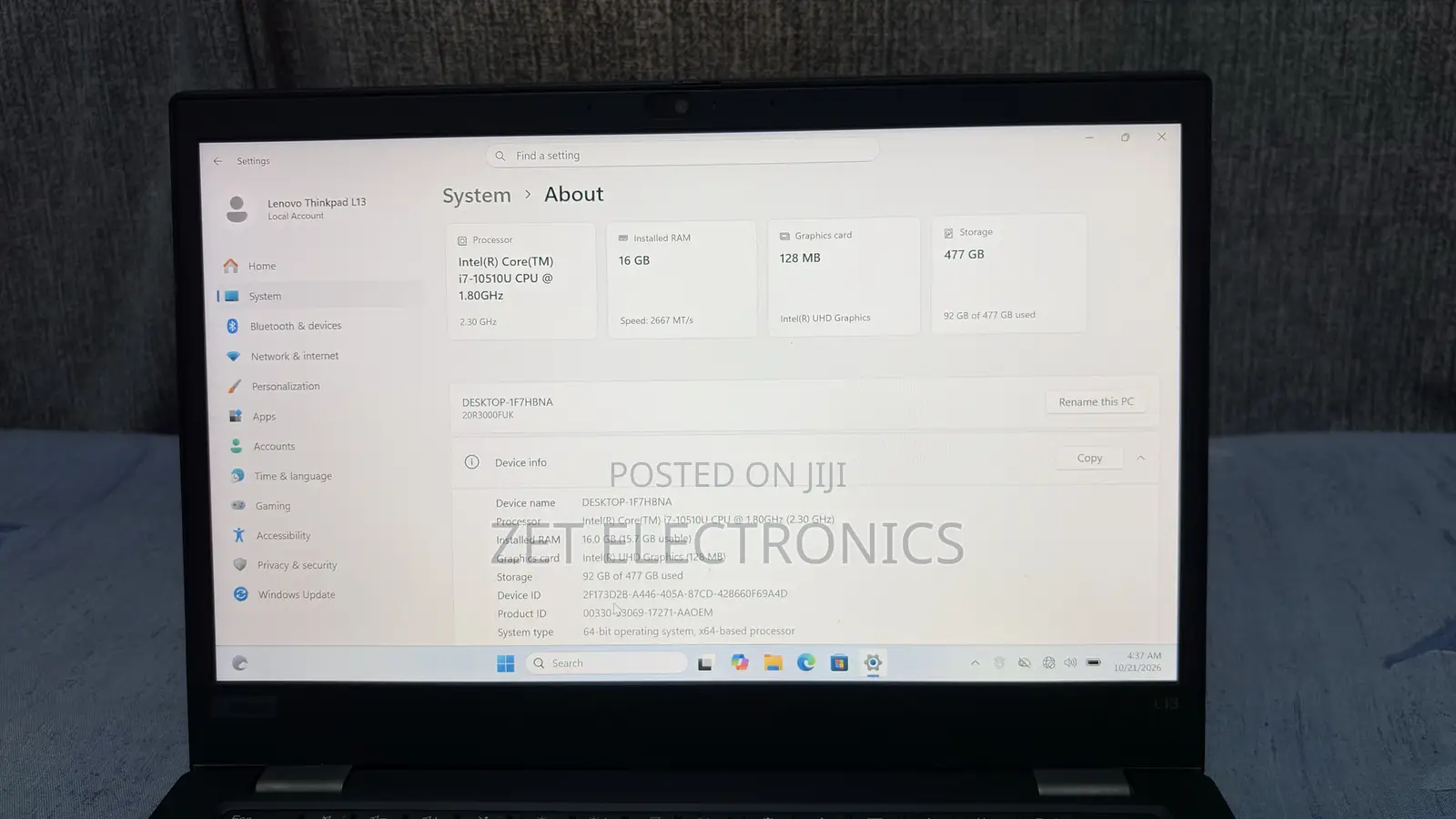 Laptop Lenovo ThinkPad L13 Yoga 16GB Intel Core i7 SSD 512GB