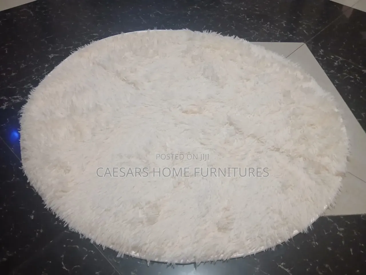 Beige Round Fluffy Shaggy Rug - Thick Soft Bedside / Center Rug