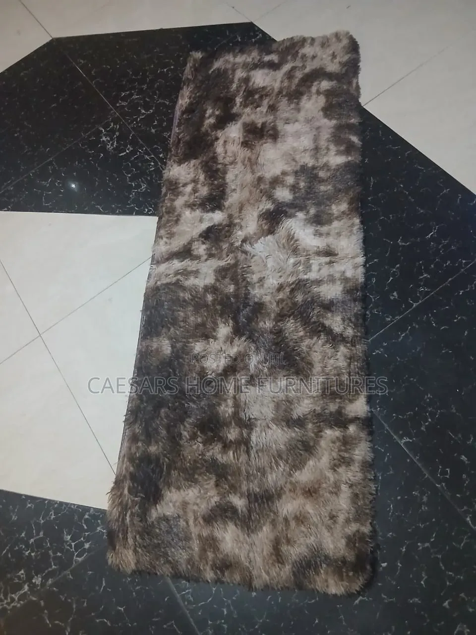  Luxury Coffee Brown Gradient Shaggy Bedside Runner - 60x160cm