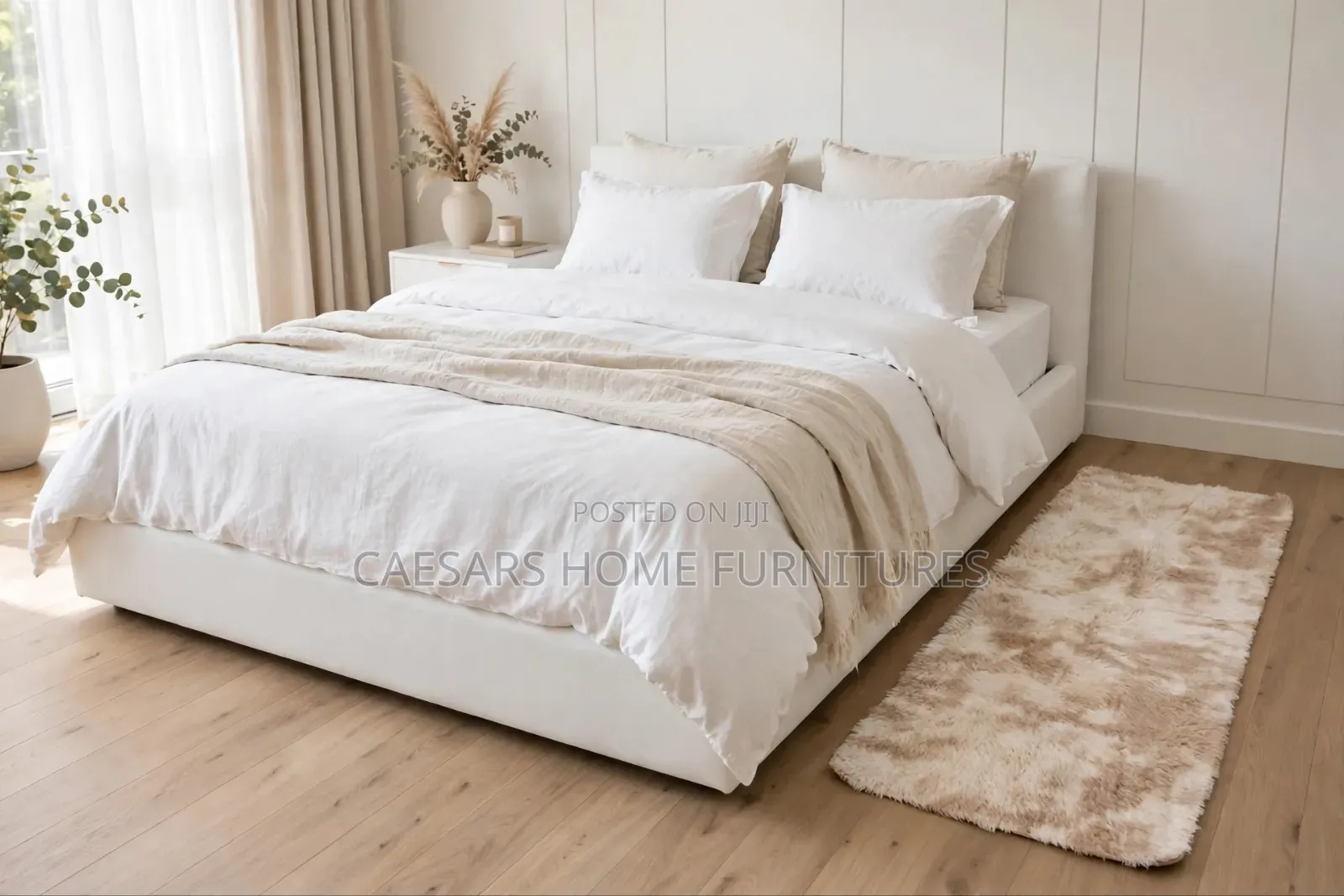 Light Camel / Beige Cream Gradient Shaggy Runner - Luxury Bedside Rug