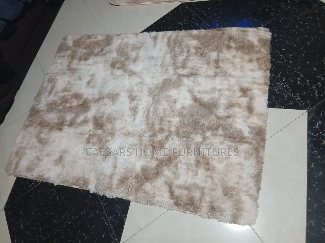 Luxury Cream & Brown Shaggy Rug