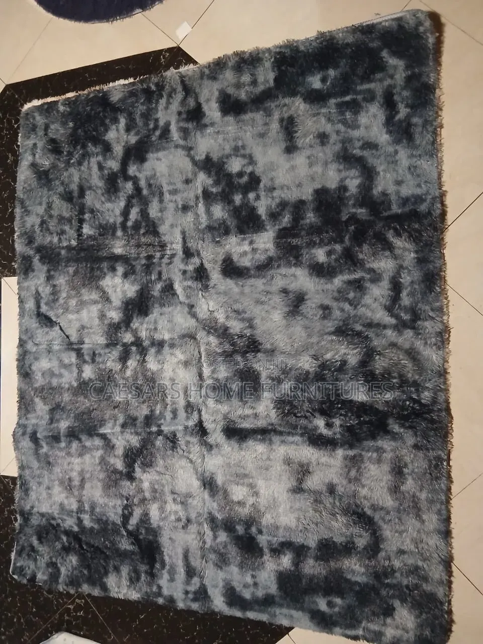 Luxury Grey & Black Shaggy Rug