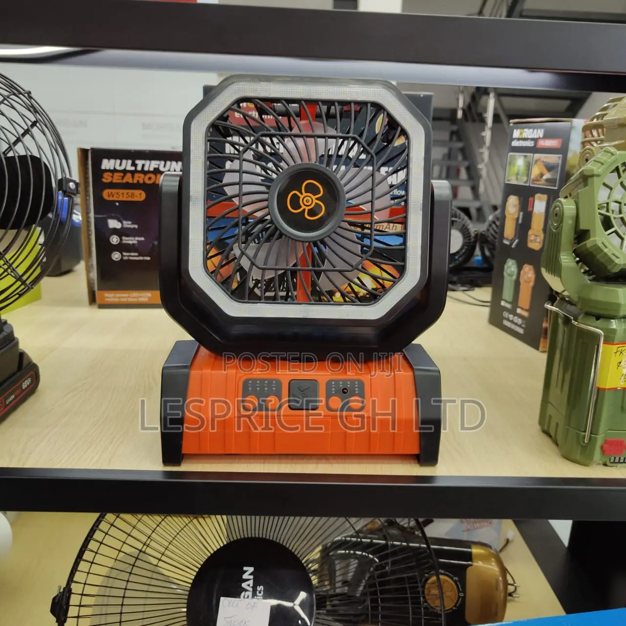 Multi-Purpose 4-Speed Rechargeable Fan With LED Light & Power Bank