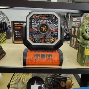 Multi-Purpose 4-Speed Rechargeable Fan With LED Light & Power Bank