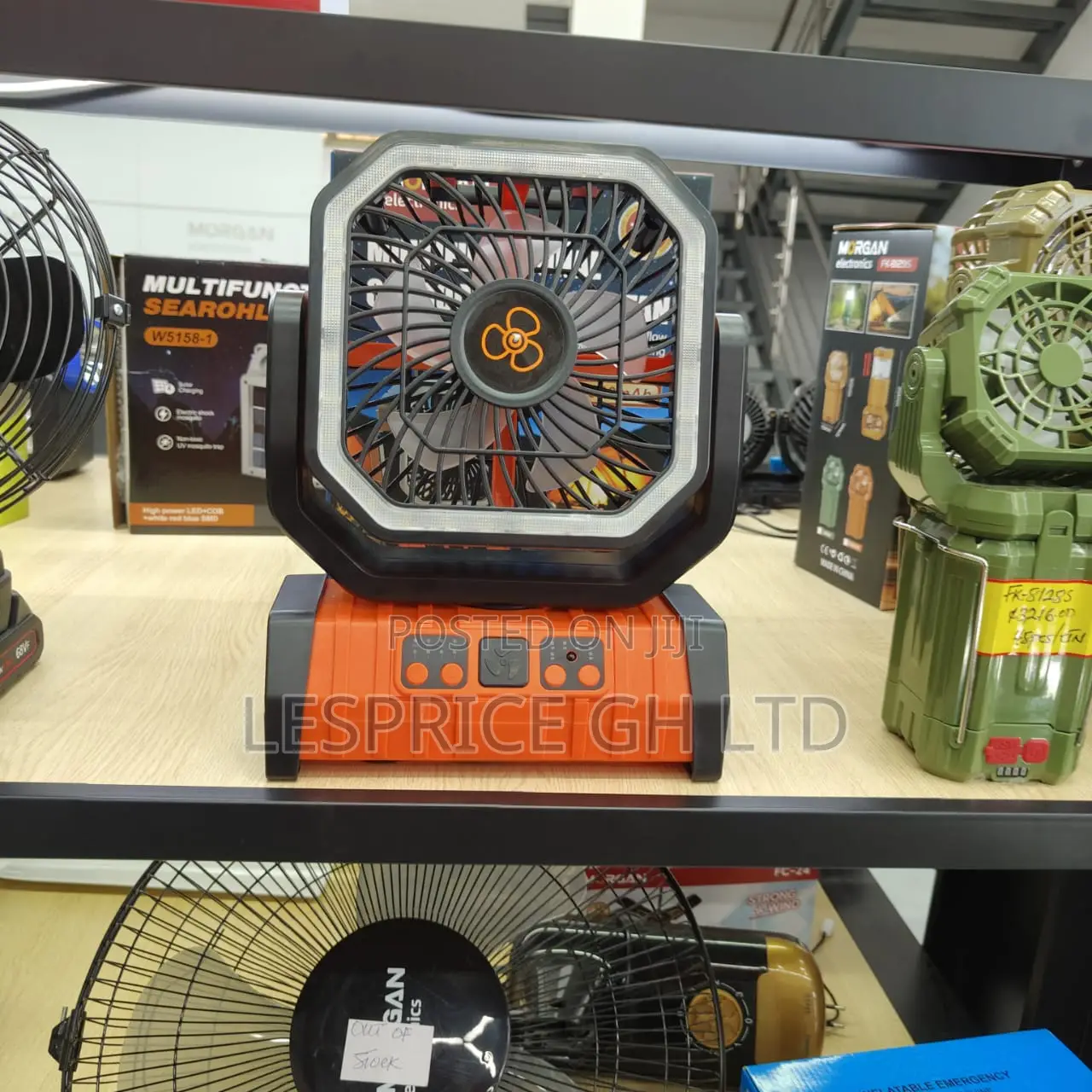 Multi-Purpose 4-Speed Rechargeable Fan With LED Light & Power Bank