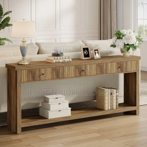 Console Table (Industrial Wood Entryway Table With Drawers)