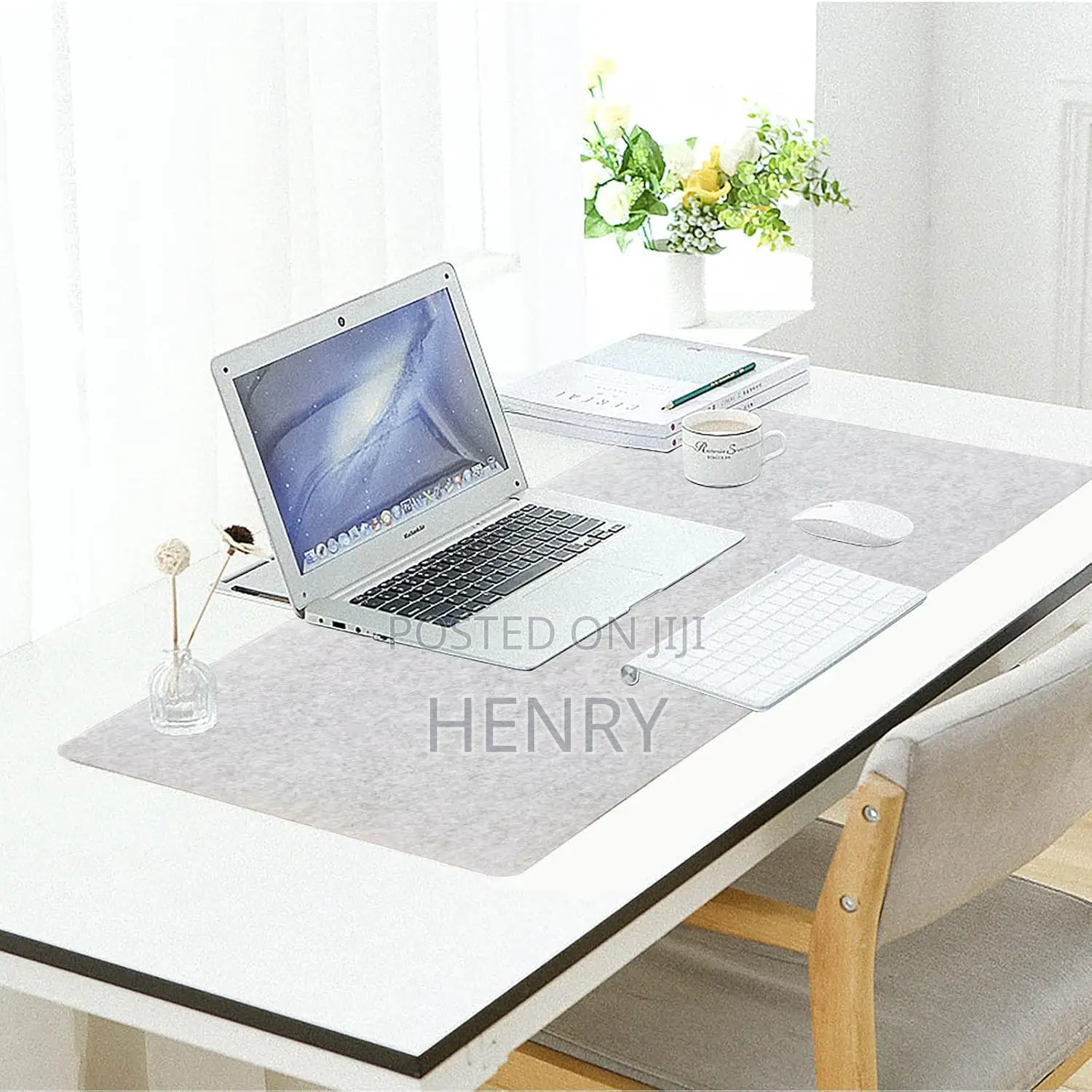 DAWNTREES Non-Slip Felt Desk Mat | Keyboard and Mouse Pad (Light Grey)