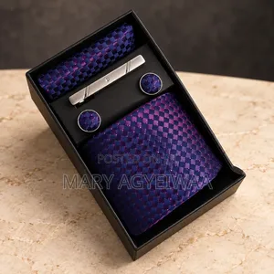 Men’s Tie Set With Cufflinks, Pocket Square & Tie Clip