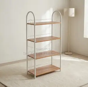 4-Tier Metal and Wood Storage Shelf