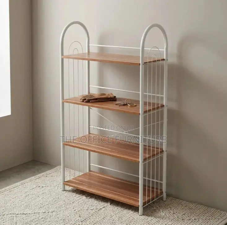 4-Tier Metal and Wood Storage Shelf