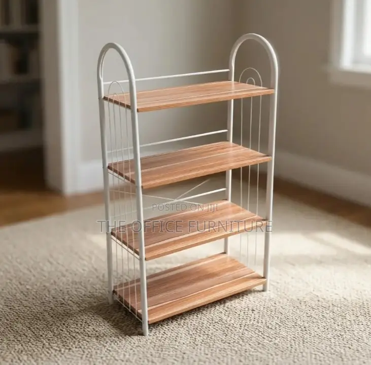 4-Tier Metal and Wood Storage Shelf