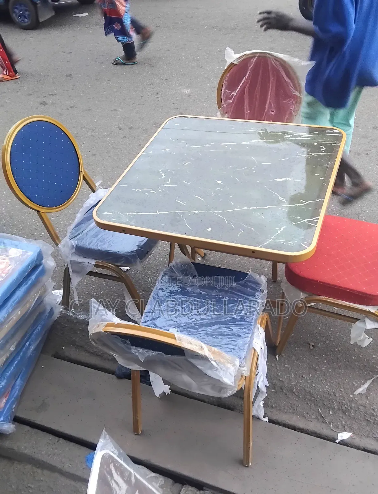Chairs With Table Set Golden Legs Quality Metal Glasstable and Chairs