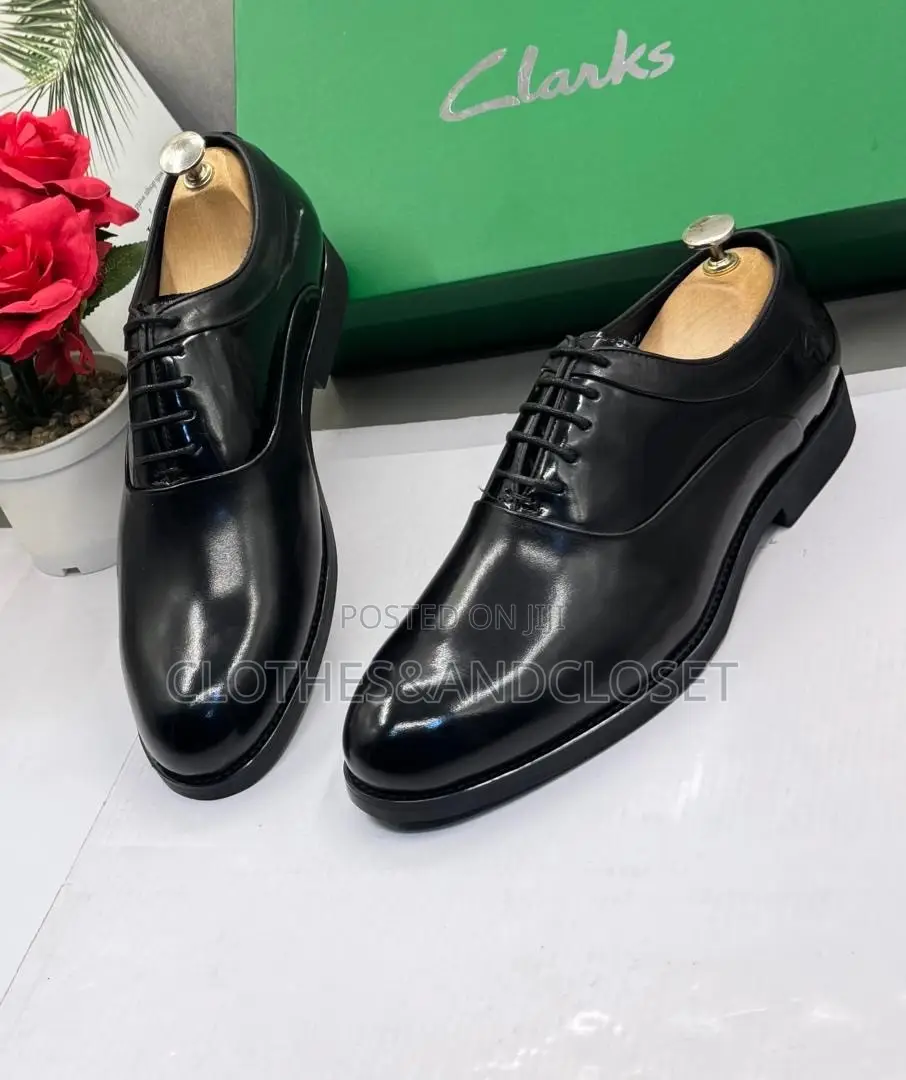 Premium Clarks Men's High-Shine Formal Leather Oxford Shoes