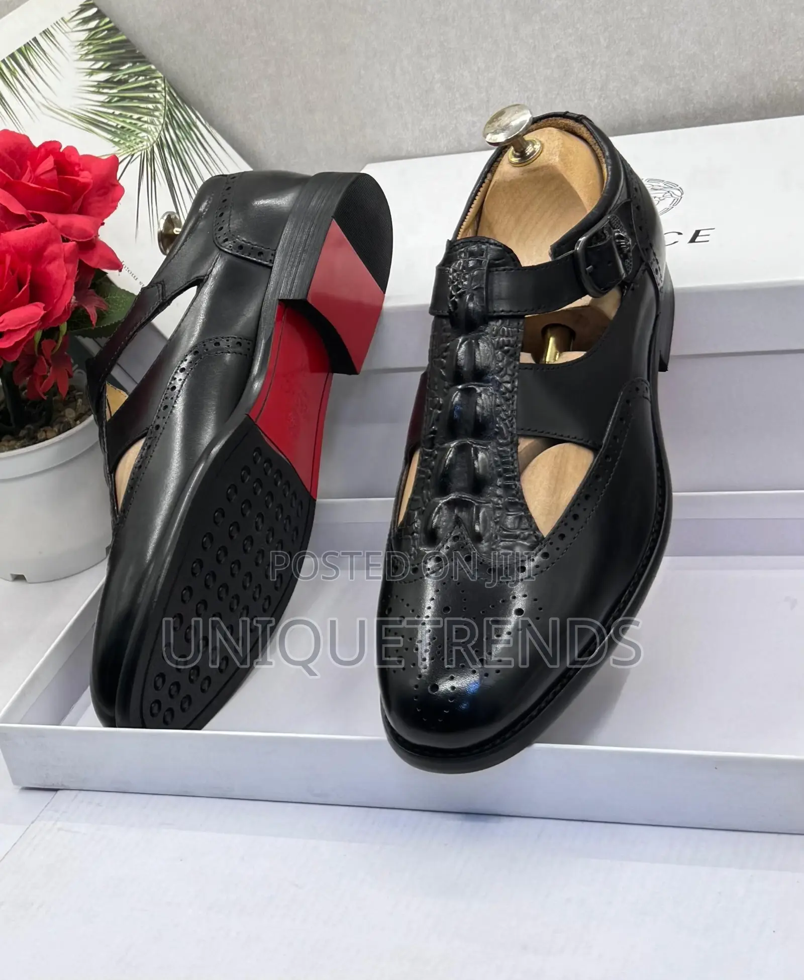 Executive VERSACE Luxury Men's Leather Hybrid Shoe-Sandals