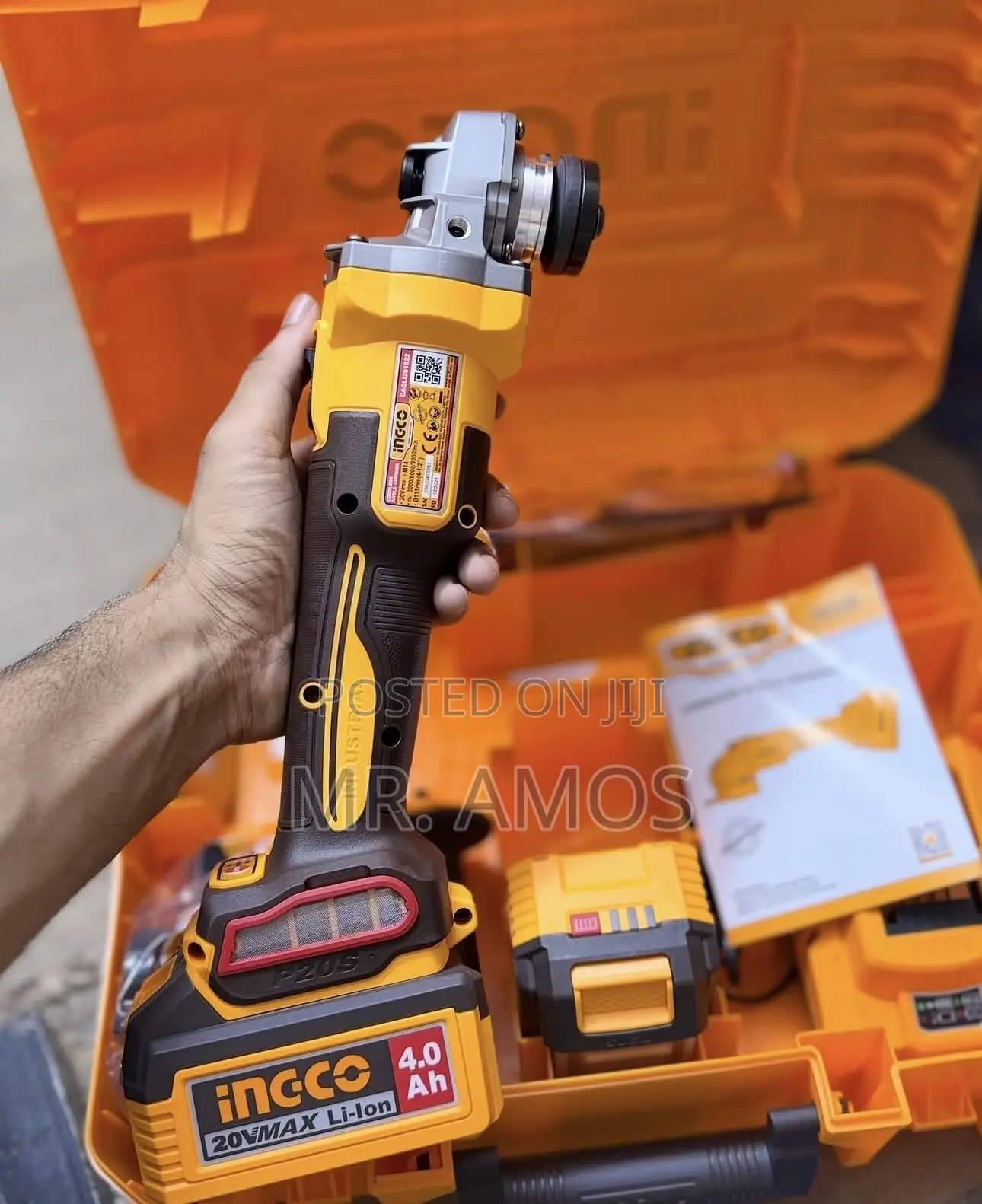 Cordless Angle Grinder + 2x4.0Ah Batteries & 10 Discs - CAGLI271532