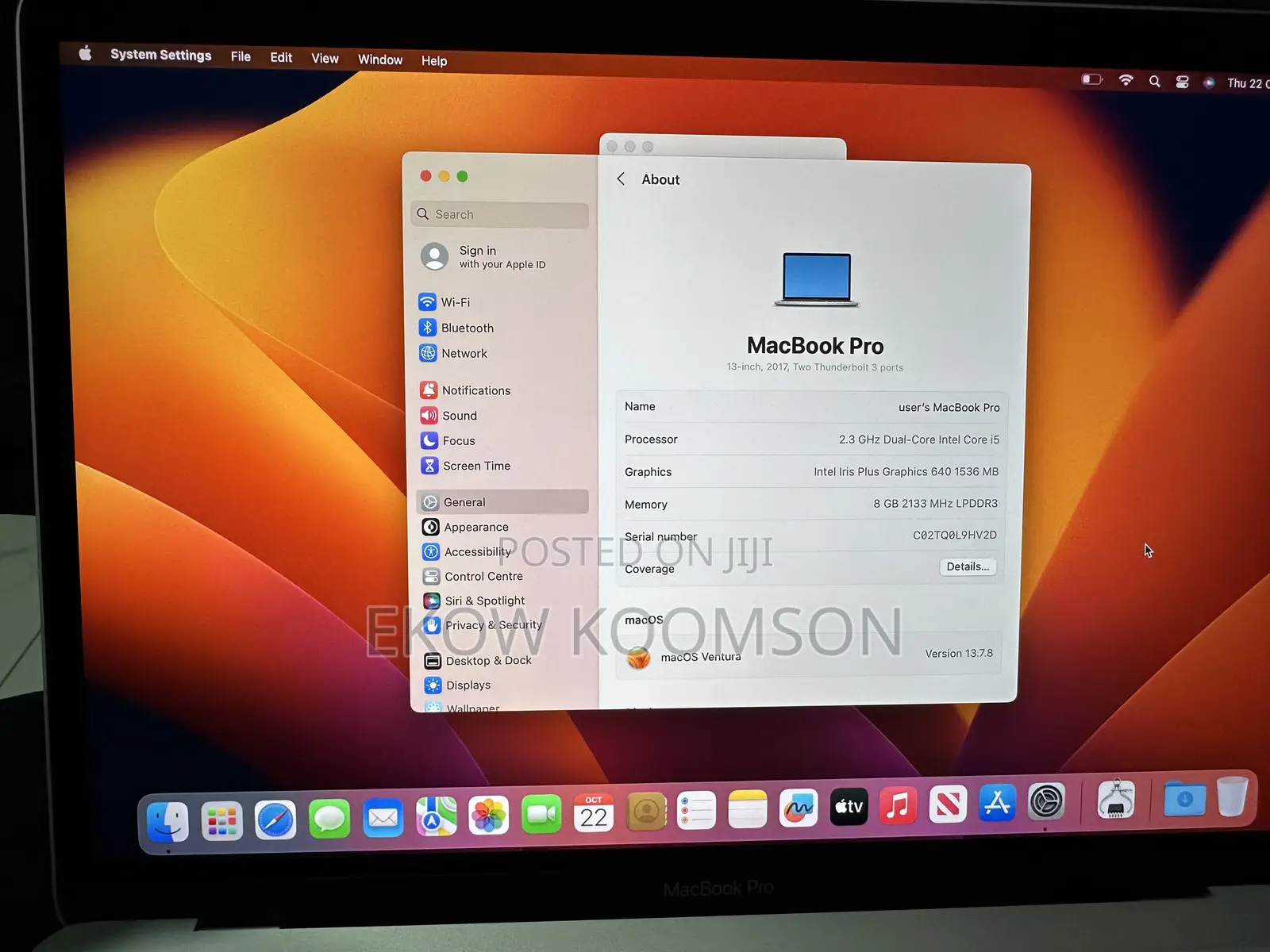 Laptop Apple MacBook Pro 2017 8GB Intel Core i5 SSD 256GB