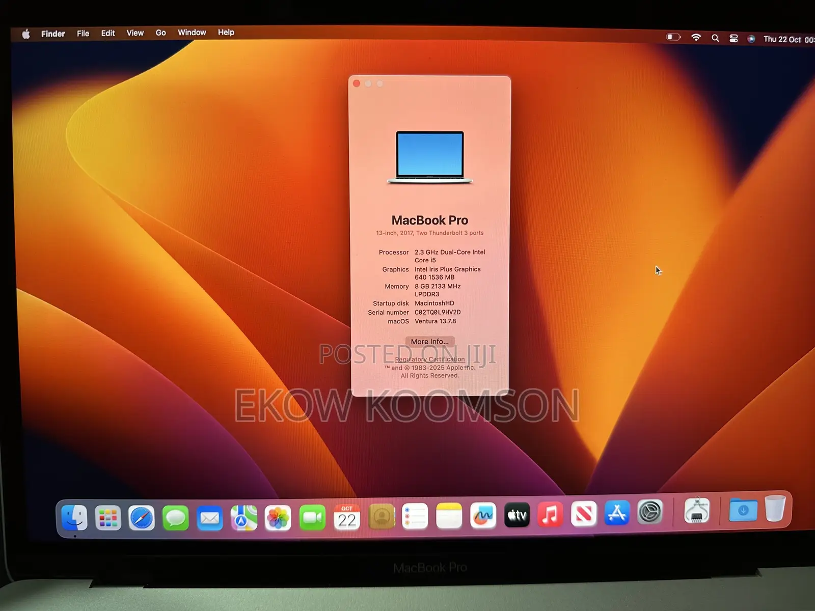 Laptop Apple MacBook Pro 2017 8GB Intel Core i5 SSD 256GB