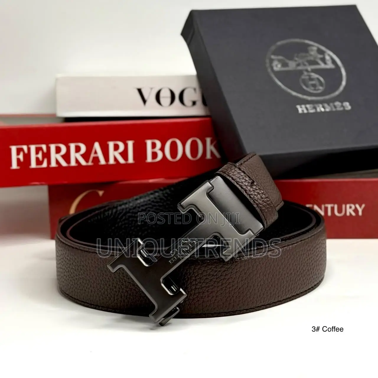 Premium HERMES Buckle Leather Belts – Coffee Brown