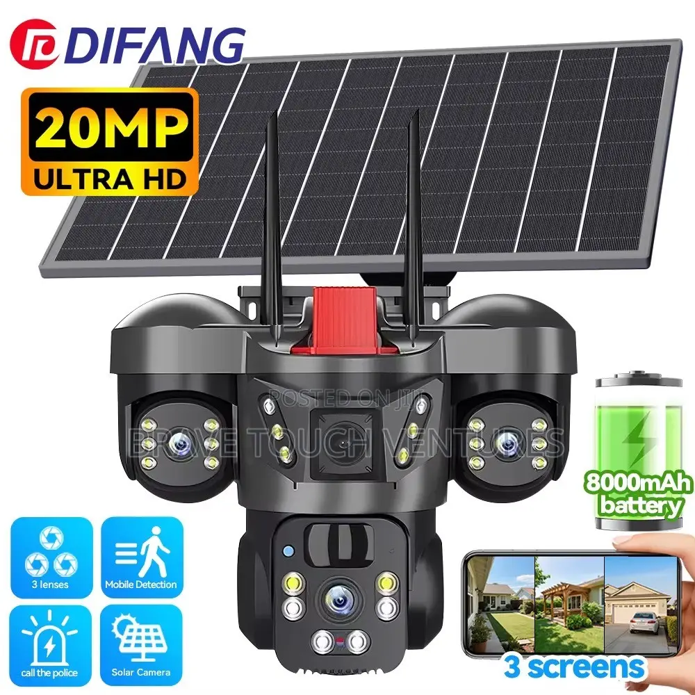 Solar 3 Lens CCTV Security Camera 4G Data Wifi Video Survelliance