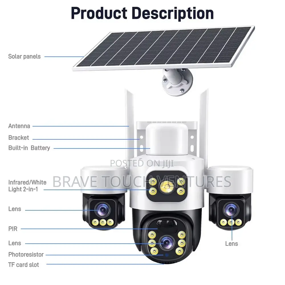 Difang 12x Zoom 3 Lens 4G Sim Solar Power CCTV Security Camera