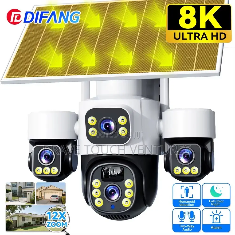 Difang 12x Zoom 3 Lens 4G Sim Solar Power CCTV Security Camera