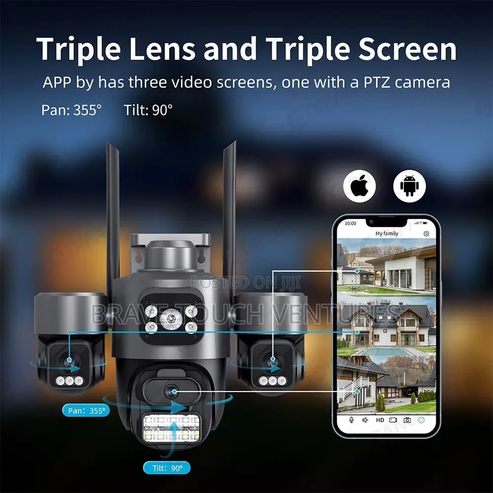 4K Full 3 Lens Wifi CCTV Security PTZ Camera 15MP
