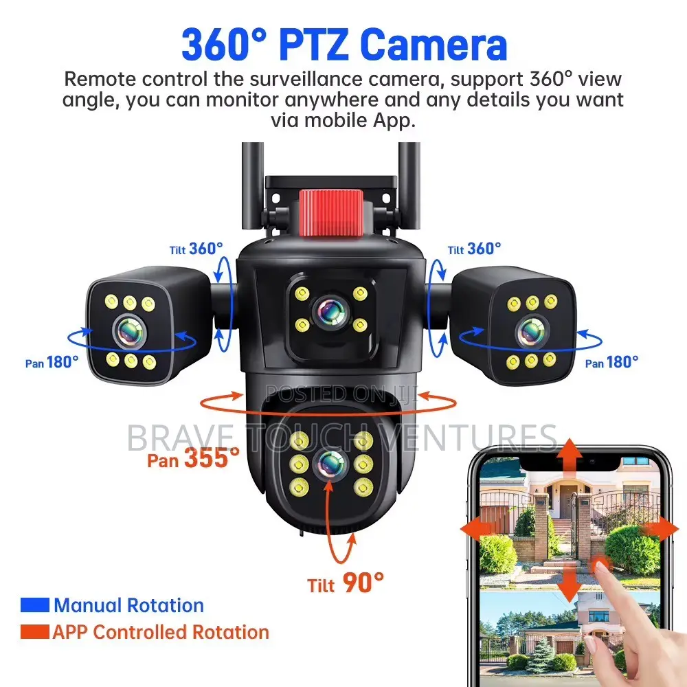 4 Lens Two Way Audio Sensor WiFi CCTV Security IP Camera