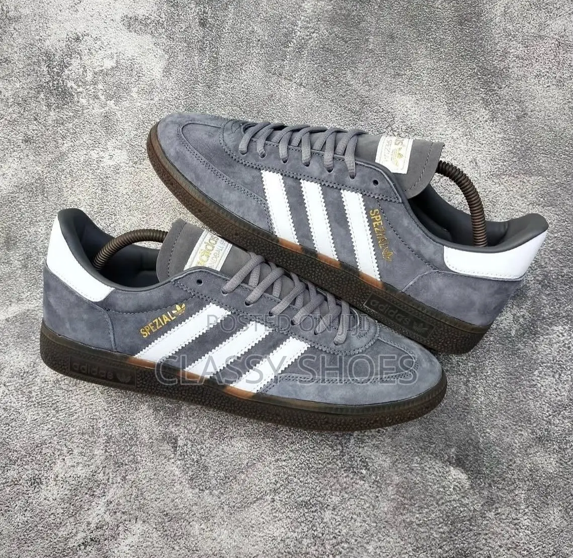 Adidas Spezial Dark Ash With White Stripes