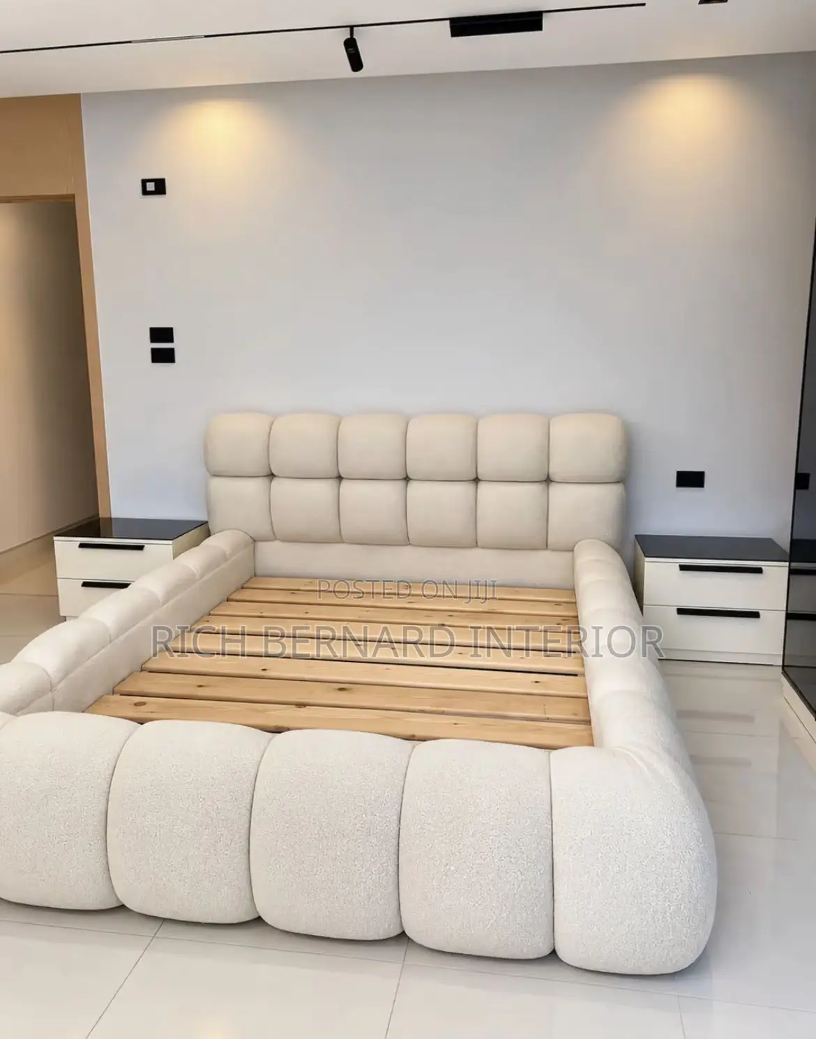 Modern Bouclet Queen Size Bed