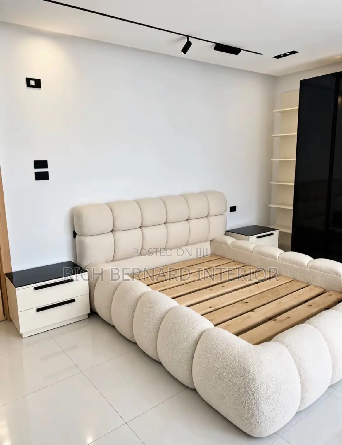 Modern Bouclet Queen Size Bed
